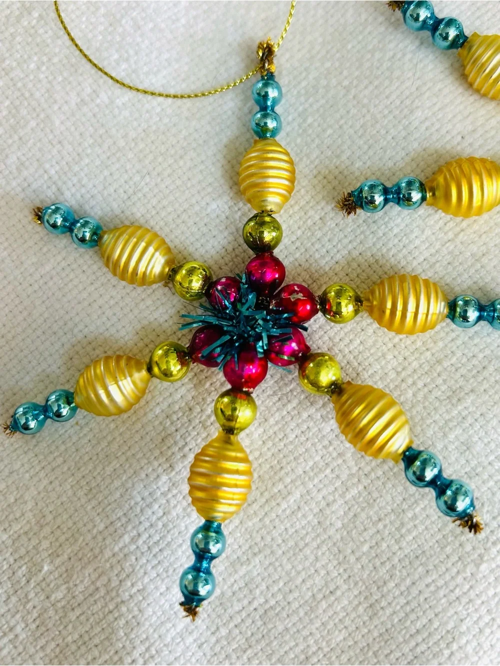 Vintage repurposed mercury, glass bead flowers holiday Christmas ornaments